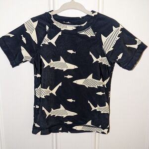 Tea Collection Boys Navy and Cream Shark Print Swim Rashguard